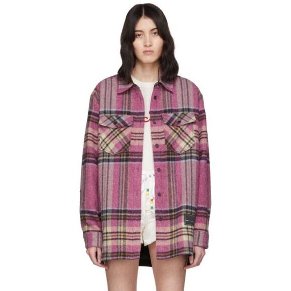 We11done Pink Wool English Check Shirt Jacket - Picture 2 of 10